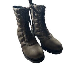 NEW DV DOLVE VITA Size 10 Olive Leather Insulated Quilted Fabric Lace Boot